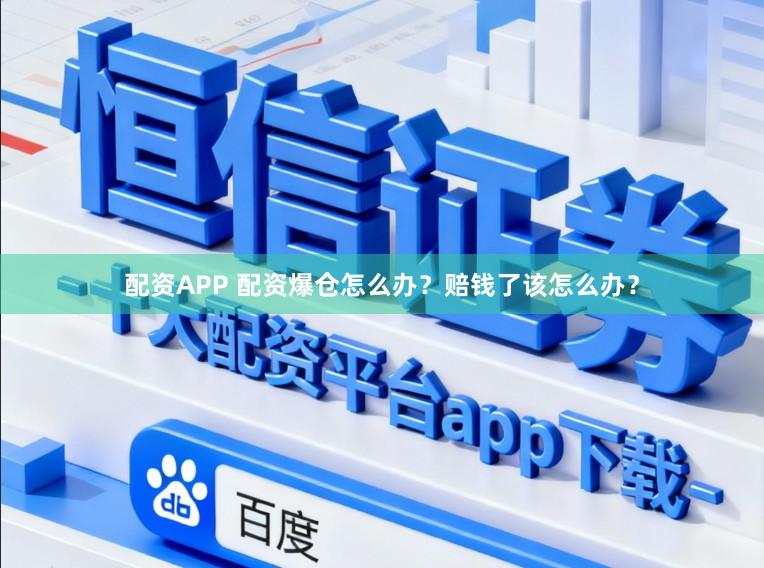 配资APP 配资爆仓怎么办？赔钱了该怎么办？